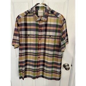 Tommy Bahama Shirt Mens M Multicolor Plaid  Silk Short Sleeve Button Up